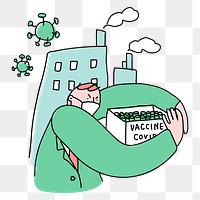 Covid 19 vaccine hoarding png doodle illustration character