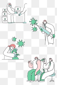 Covid 19 vaccine study png doodles illustration