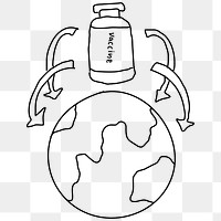 Global vaccine distribution png doodle illustration