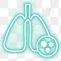 Coronavirus inside the lungs neon icon transparent png