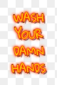Orange wash your hands neon sign 