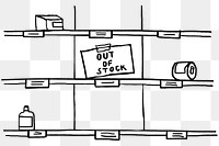 Empty shelves in a supermarket due to COVID-19 doodle element transparent png