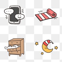 Cute social distancing and quarantine icon illustration set