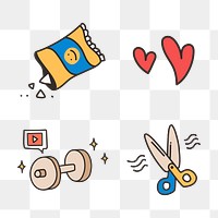 Cute social distancing and quarantine icon illustration set