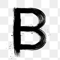 PNG letter B brush stroke hand drawn font style