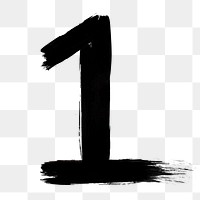 Number 1 brush stroke style png typography