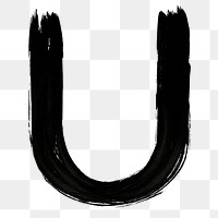 PNG letter U brush stroke hand drawn font style