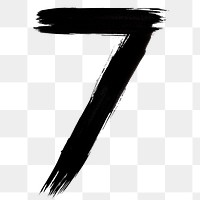 Number 7 brush stroke style png typography