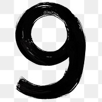Number 9 png grunge hand lettering typography