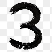 Number 3 png grunge hand lettering typography