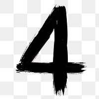 Number 4 png grunge hand drawn font typography