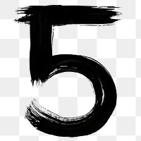 Number 5 png brush stroke typography