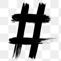 Hashtag sign brush stroke style png typography
