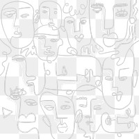 Abstract gray face line drawing background design element