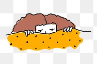 Woman lying on the bed doodle sticker design element
