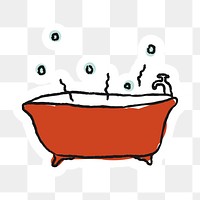 Doodle red bathtub sticker with a white border design element