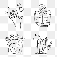 Activities at home doodle style design element set