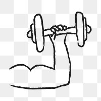 Lifting a dumbbell doodle style design element
