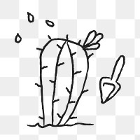 Planting cactus doodle style design element