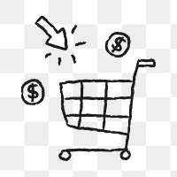 Online shopping cart doodle style design element