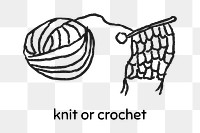 Knit or crochet during quarantine doodle design element