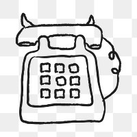 Retro landline phone doodle design element