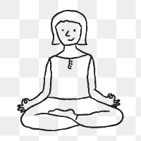 Doodle woman meditating design element
