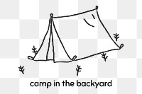 Camp in the backyard activity doodle style design element