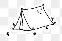 Doodle tent on a campsite sticker design element