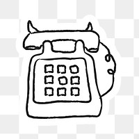 Retro landline phone doodle sticker design element