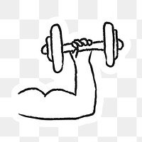 Lifting a dumbbell doodle sticker with a white border design element