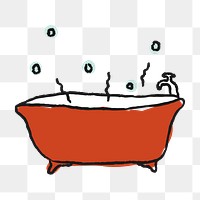 Red bathtub doodle style  design element