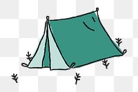Doodle green tent on a campsite design element