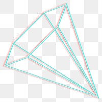 3D hexagonal pyramid outline with glitch effect design element 