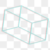 Turquoise 3D cuboid with glitch effect design element