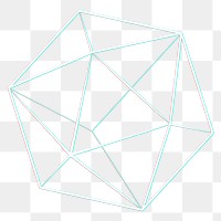 3D icosahedron with glitch effect design element 