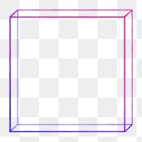 3D flat cuboid outline in neon purple design element