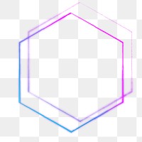 Neon purple hexagon shape design element 
