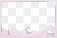 Geometric shapes on a png pink wireframe wave background