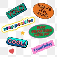 Fun and colorful word stickers set