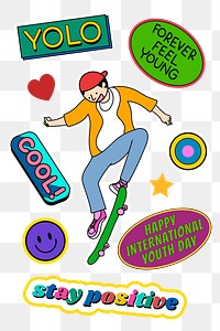 Youth day sticker overlay design resources