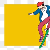 Young skateboarder character on yellow background