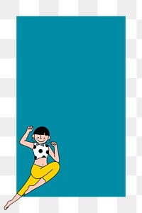 Cool woman character on a teal blue background design element