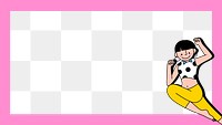 Cool woman character on a pink frame design element