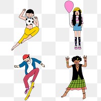 Colorful and fun youth day stickers set