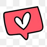 Pink love speech bubble sticker with a white border design element