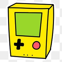 Yellow game console sticker with a white border design element