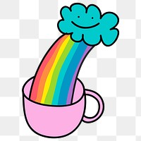 Rainbow in a pink cup design element