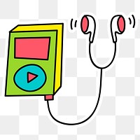 Colorful MP3 player sticker with a white border design element