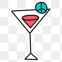 Pink cocktail sticker with a white border design element